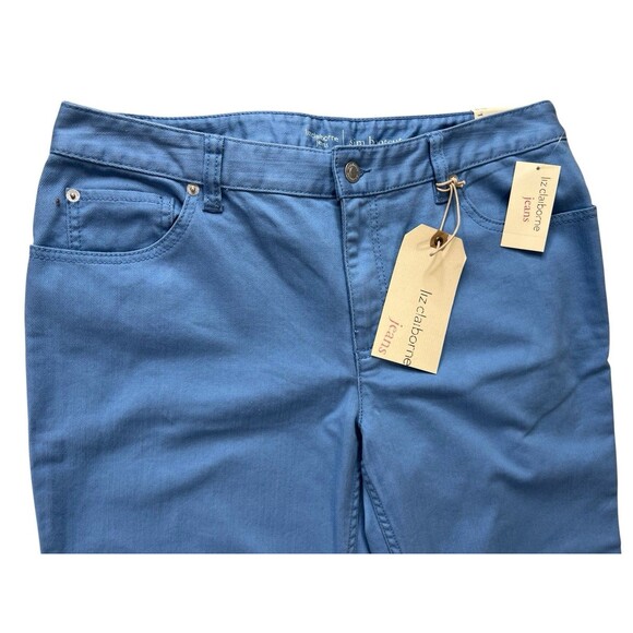 Liz Claiborne Barrier Reef Blue Wide Leg Boot Cut Slim Fit Denim Jeans Size 14 - Picture 3 of 12